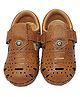 yoyo Glossy Finish Velcro Closure Formal Shoes - Tan