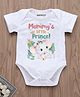 KNITROOT Cotton Lycra Mothers Day Theme Half Sleeves Mommys Little Prince Text Printed Onesie - White