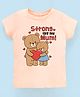 KNITROOT Cotton Lycra Mothers Day Theme Half Sleeves Strong Like My Mum Text Printed Tee - Peach