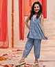 Neudis Pure Cotton Sleeveless Ethinc Motifs Lace Embellished Kurta With Coordinating Pant Set - Sky Blue