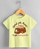 KNITROOT Cotton Lycra Mothers Day Theme Half Sleeves Great Job Mom I Am Awesome Text Printed Tee - Yellow