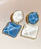 Teulrip Sparkling Blue & White Stone Mismatch Statement Earrings