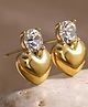 Teulrip Diamond Fine Heart Small Stud Earrings - Golden