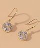 Teulrip Elegant Round Sparkling Imitated Diamond Hanging Earrings- Golden
