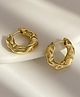 Teulrip Gold Plated Wave Ruffles Metal Hoop Earrings - Golden