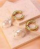 Teulrip Gold-Plated Statement Hoop Earrings - White
