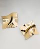 Teulrip Abstract Textured Stud Earrings - Golden