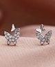 Teulrip Two Butterfly Diamond Stud Earrings  Silver