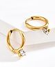 Teulrip Small Diamonds Stud Titanium Steel Hoop Earrings- Golden