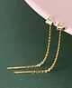 Teulrip Heart-Shaped Titanium Steel Wire Long Ear Line Earrings - Golden