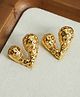 Teulrip Stainless Steel Hammered Heart Stud Earrings - Golden
