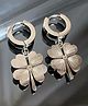 Teulrip Statement Titanium Steel Four Clover Flower Earrings - Silver