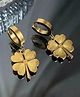 Teulrip Titanium Steel Clover Flower Earrings - Golden