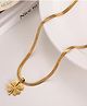TEULRIP Stainless Steel Boho Snake Herringbone Blade Chain Necklace with Classic Clover Pendant- Golden