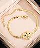 TEULRIP Flat Snake Titanium Steel Bracelet Love Four-Leaf Clover Design- Golden