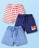Babyhug Single Jersey Knit Mid Thigh Shorts with Stripes & Animal Print Pack Of 3 - Navy Blue & Red