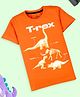 Kiddopanti Cotton Half Sleeves Dinosaurs Printed Tee - Orange