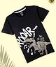 Kiddopanti Cotton Half Sleeves Dinosaur Printed Tee - Black