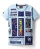 Noddy Knitted Half Sleeves Combatant & Marathon Text Printed Tee - Light Blue
