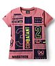 Noddy Knitted Half Sleeves Combatant & Marathon Text Printed Tee - Peach