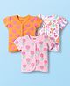 Babyhug 100% Cotton Interlock Knit Half Sleeves Front Open jhabla with Floral & Heart Print Pack of 3 - Orange Pink & White