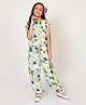 Lil' Drama Viscose Off Shoulder Floral Printed Coordinating Top & Pant Set - Green
