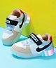 PASSION PETALS Fashion Text Designed Velcro Closure LED Shoes - Pink White & Blue