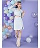 Cherry & Jerry Three Fourth Sleeves Coordinating Checked Crop Top & Skirt Set - Blue