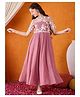 Cherry & Jerry Half Sleeves Floral Embroidered Dress - Mauve