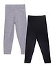 The Mom Store Cotton Pack of 2 Solid Leggings - Frost Grey & Black
