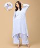 The Mom Store Cotton Full Sleeves Striped Maternity Kurta & Coordinating Pajama Set With Nursing Access - White