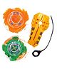 PLUSPOINT Bey Battling Top Speed Burst Launcher Grip Toy Blade Set Green + Orange Gyro Blades Battling Tops Metal Fusion Starter Set with Launcher Gift Toys for Boys Kids Children Age 6+