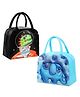 PLUSPOINT Insulated Kids Lunch Bags for Boys and Girls - Multicolor | Travel Friendly and Cute School Lunch Box Bag for Teens & Toddlers Pack of 2 with Cute Cartoon Print Ideal Gift for Children Kids