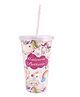 PLUSPOINT Unicorn Sipper Water Drinking Cup 18oz/550ml BPA Free, Wide Mouth, Travel Beverage Cup with Straw Lid, Lightweight, Water Bottle with Cute Glitter Print Design for Girls & Boys