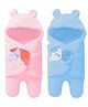OYO BABY Fleece Lightweight Baby Blankets for New Born Combo of Hooded Super soft Wearable Unicorn Wrapper (Blue + Peach) | Size - 70 x 70 cm