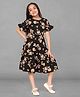 Fashion Dream Cotton Half Sleeves Floral Printed Dress - Black