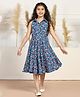 Fashion Dream Rayon Sleeveless Floral Printed Dress - Blue