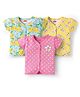 Babyhug 100% Cotton Interlock Knit Antibacterial Half Sleeves Vests With Polka Dots & Floral Print Pack Of 3 - Pink Yellow & Light Blue