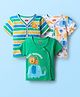 Babyhug 100% Cotton Interlock Knit Half Sleeves Front Open jhabla with Animal Print Animal Print Pack of 3 - Green White & Blue