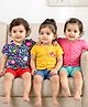 Babyhug 100% Cotton Antibacterial Front Open Half Sleeves jhabla With Polka Dots & Floral Print Pack Of 3 - Dark Pink Blue & Yellow