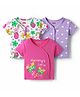 Babyhug 100% Cotton Knit Half Sleeves Antibacterial Front Open Vests with Floral & Hearts Print Pack of 3 - Pink Lilac & White