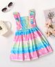 Pspeaches Rayon Sleeveless Butterfly Printed Dress - Multi Colour