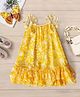 Pspeaches Georgette Sleeveless Abstract Printed Dress - Yellow