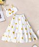 Pspeaches Cotton Sleeveless Sunflower Printed Top With Coordinating Skirt Set - White