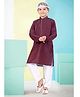 Pehanaava Cotton Blend Eid Theme Full Sleeves Solid Kurta Pyjama & Cap Set - Wine