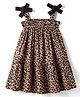 CrayonFlakes Rayon Sleeveless Leopard Printed Dress - Brown
