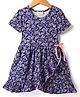 CrayonFlakes Cotton Half Sleeves Floral Printed Dress - Blue