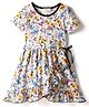 CrayonFlakes Cotton Half Sleeves Butterfly & Floral Printed Dress - Off White