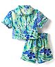 CrayonFlakes Rayon Half Sleeves Floral Printed Shirt & Coordinating Short Set - Green