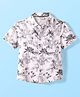 CrayonFlakes Rayon Half Sleeves Floral & Palm Tree Printed Shirt - Off White
